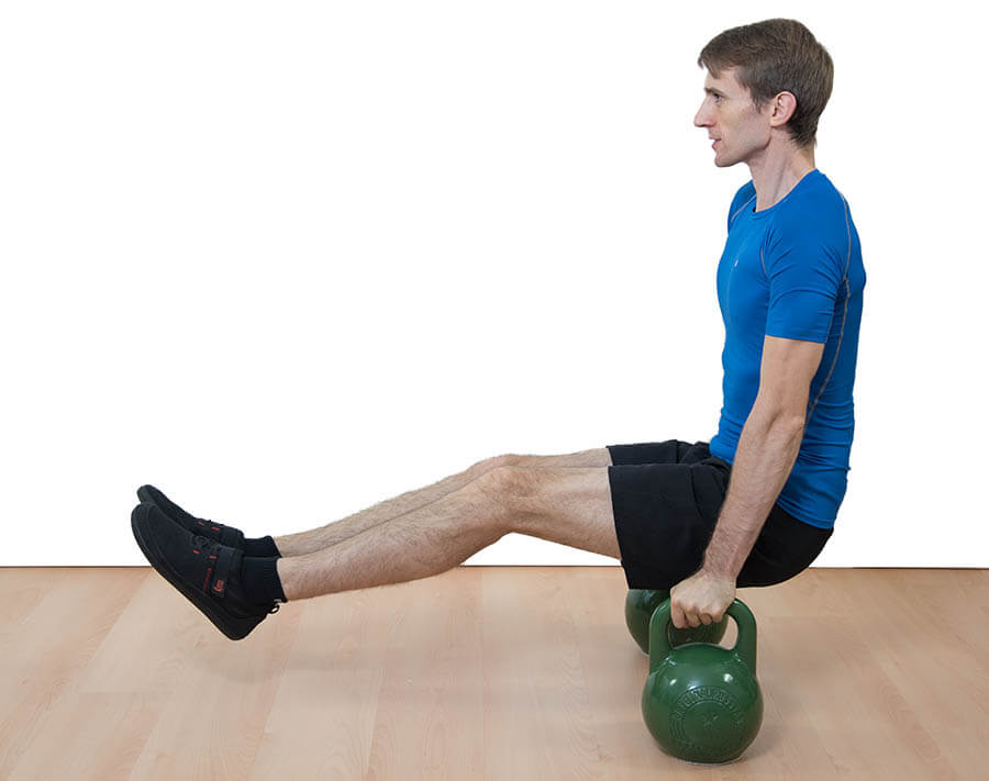 L-Sit on two kettlebells